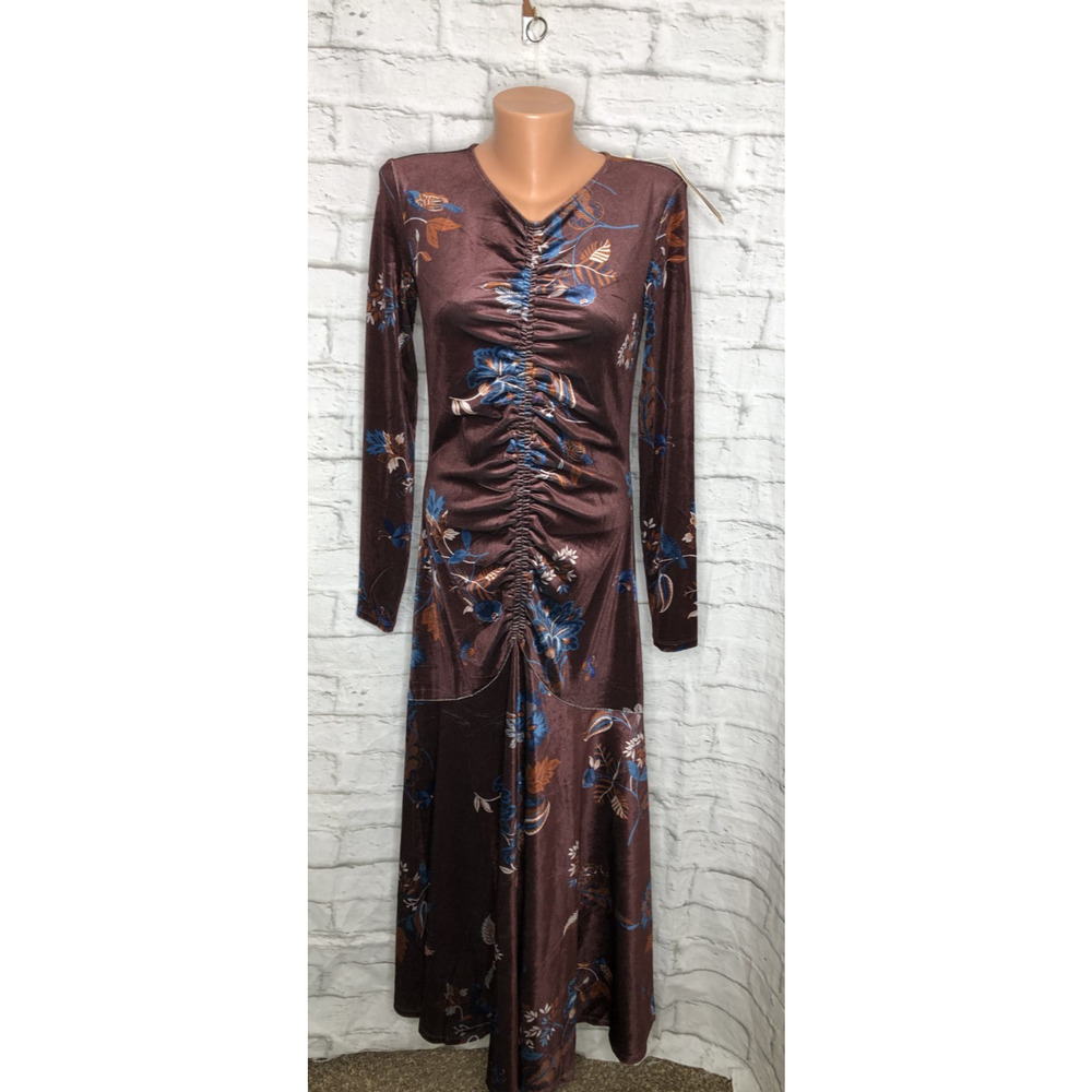 Super Natural by Secret Mission Brown Floral Midi Dress size M NWT